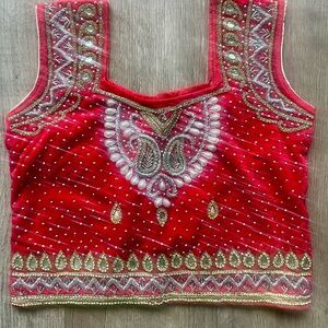 Embroidered & Embellished Festive Red Top